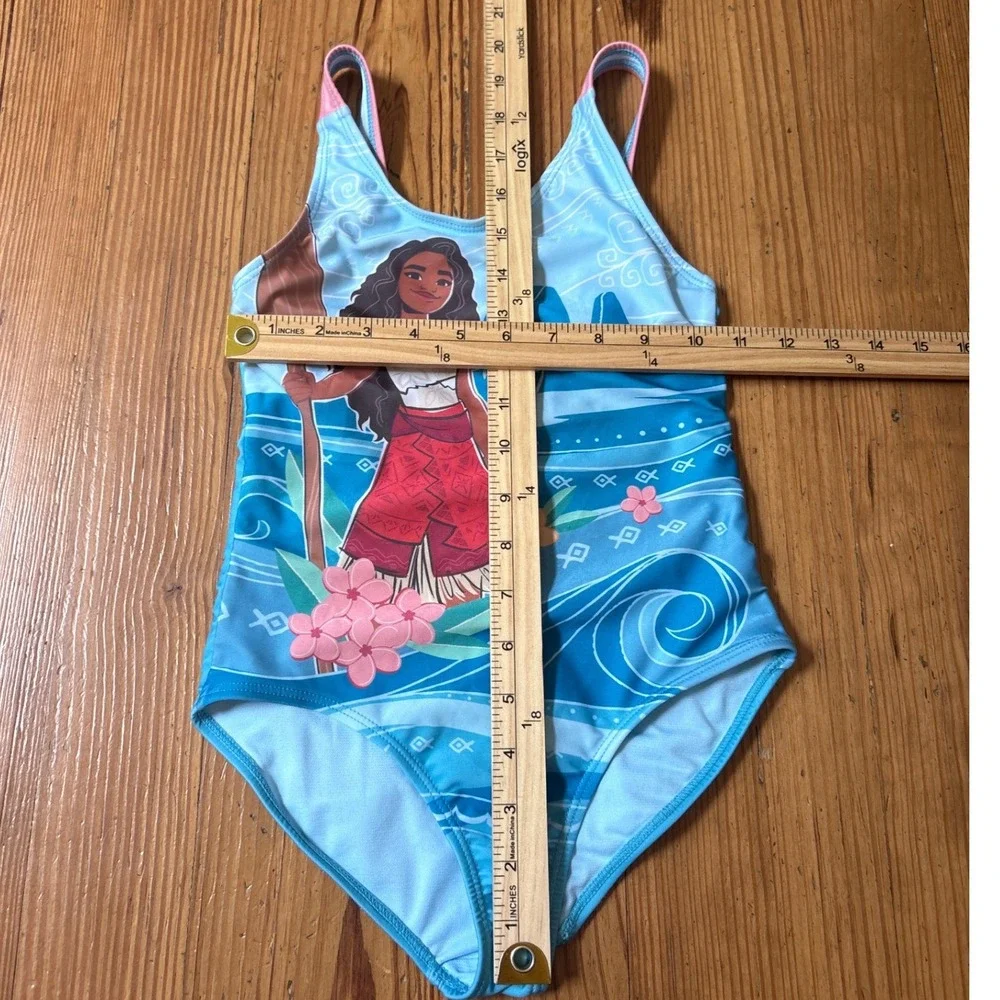 Disney Moana 2 One Piece Swimsuit Kids Blue‎ Tropical Graphic SIZE 6/6X